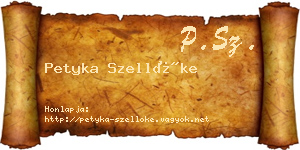 Petyka Szellőke névjegykártya